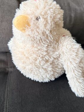 GANZ Baby Plush Chicken - Cream Fur with Pink Heart Tag Accent
